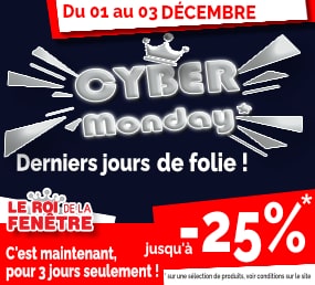 Cyber Monday 2024 jusqu'à -25 % sur le roi de la fenetre